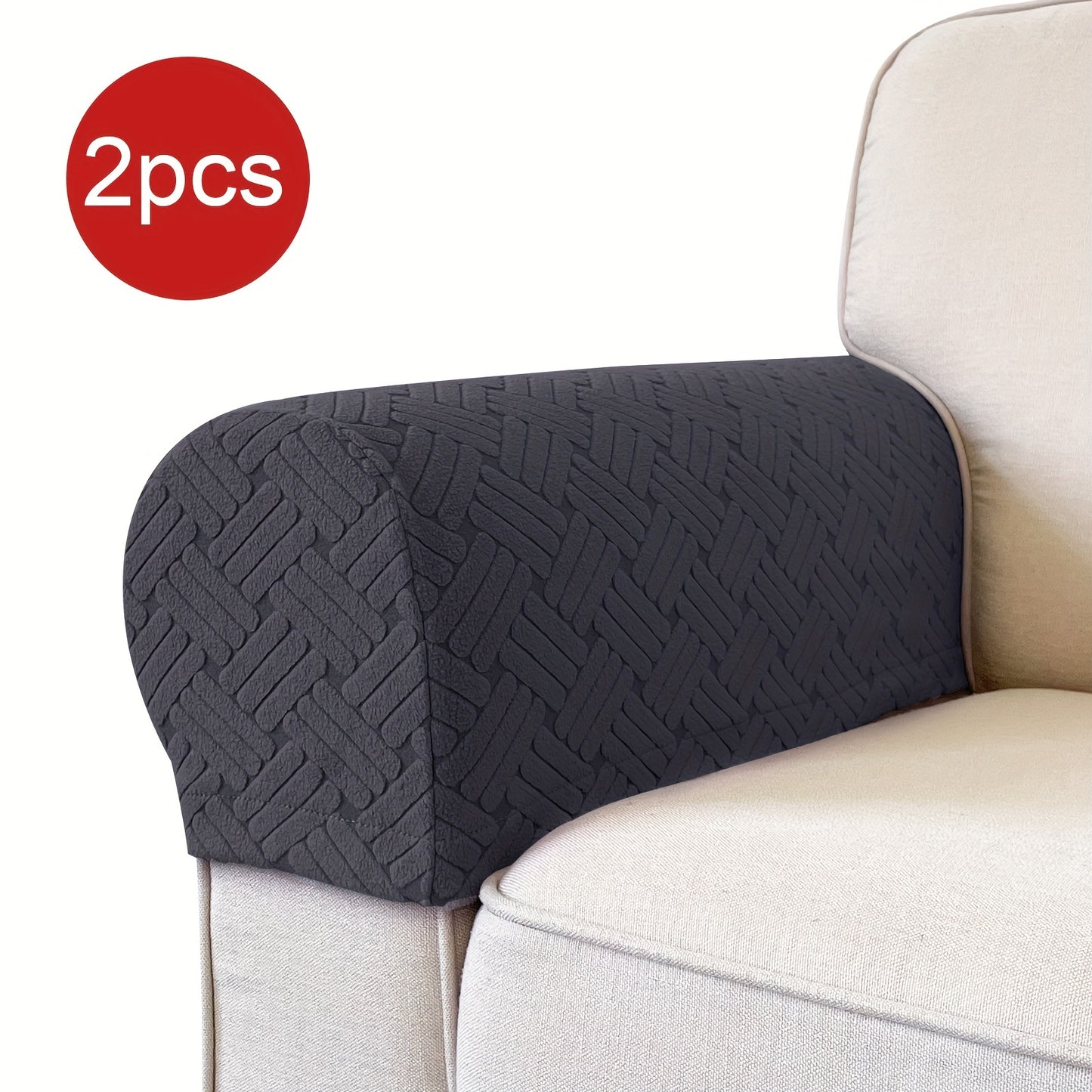 Set of 2 stretch armrest covers for chairs, couches, and sofas. Slipcovers made of spandex for recliner sofas.