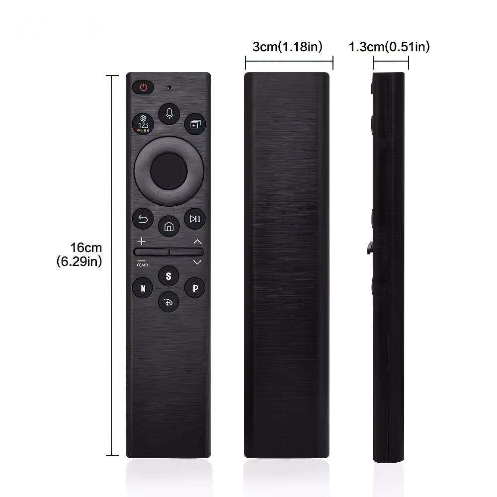 2022 model voice remote for Samsung Smart TV, compatible with 2018-2022 models, infrared & wireless, battery powered, voice search, battery not included.