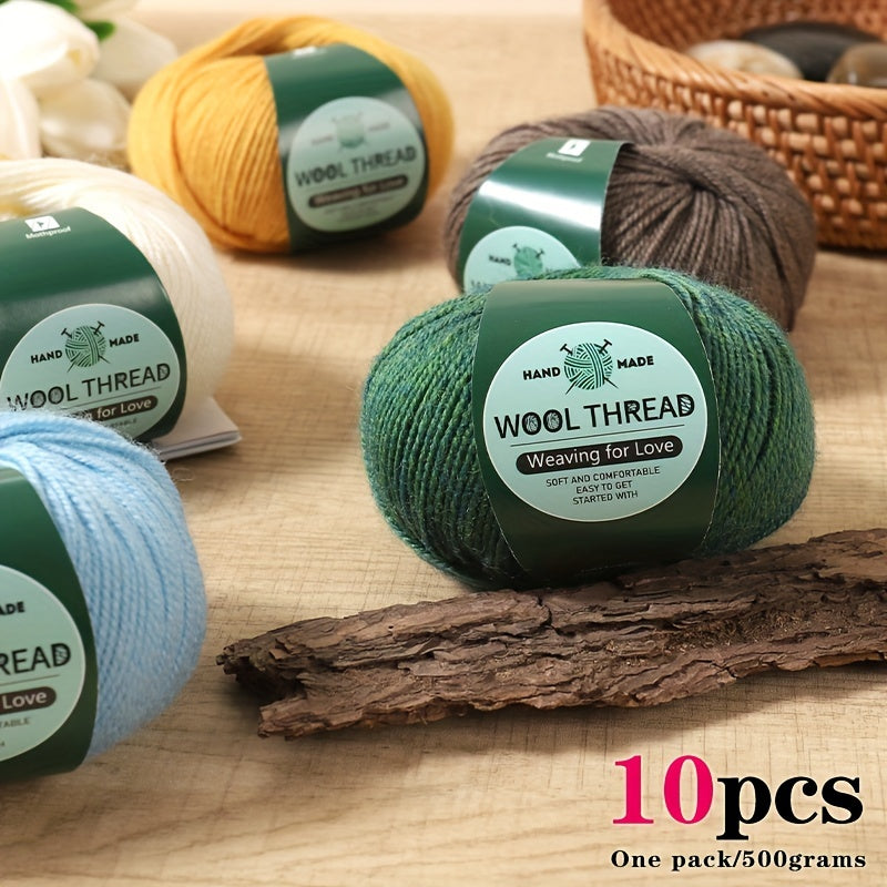 10 pieces of Australian yarn, each pack weighing approximately 500g with 10 balls. It has a moderate thickness, is easy to knit, soft, and warm. Ideal for crocheting sweaters, coats, vests