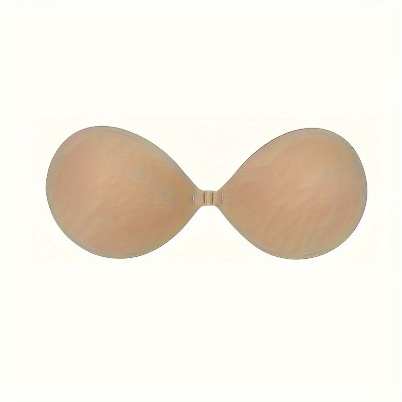 Plus size, strapless, self-adhesive push-up bra with front closure for backless comfort.