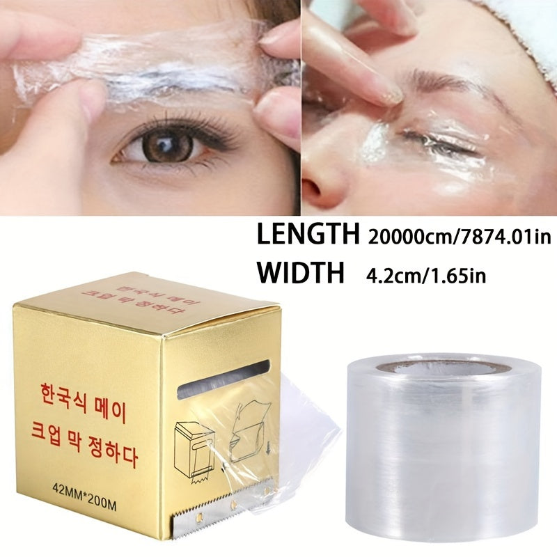 Tuffking Tattoo Barrier Film for Eyebrows & Lips is a clear, stretchy protective wrap with a built-in cutter. Measuring 42mm x 200m, it is essential for permanent makeup, tattoo artists