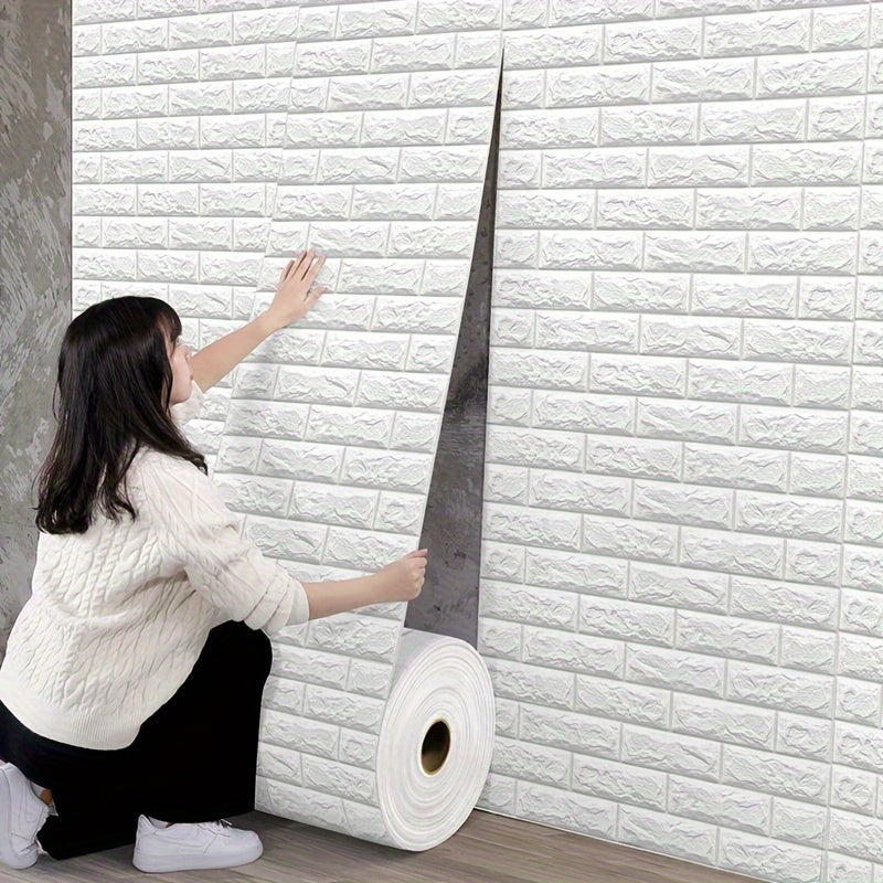 Self-adhesive 3D brick foam wall stickers, waterproof and moisture-proof. Easy to clean and cut, ideal for living rooms, kitchens, bedrooms, dorms, and offices. Stylish room accent for easy