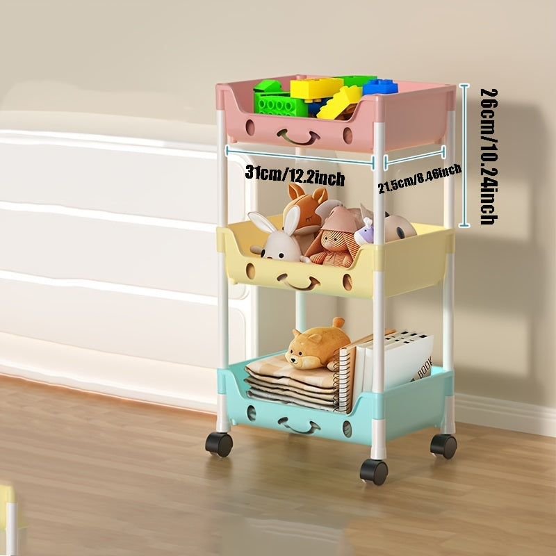 Plastic Rolling Cart Organizer with 3/4 Tiers for Kitchen, Bathroom, or Craft Storage - Lightweight and Stackable Storage Trolley