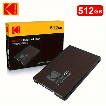 [Brand Storage] Kodak X120 Pro Series SSD: Lightning-fast 2.5-inch SSD with SATA3.0 interface, available in 512GB/256GB for durable internal storage in laptops and desktops.