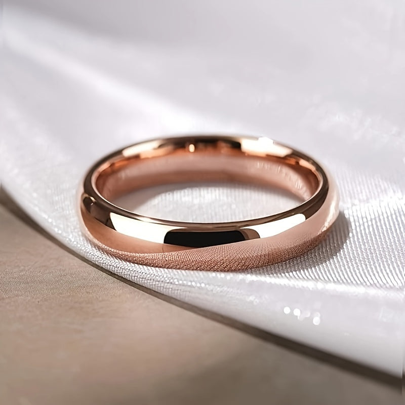 Basic rose gold tungsten steel rings in 4mm width suitable for both women and men. Perfect for minimalist engagement or wedding. Available in sizes 4-13.