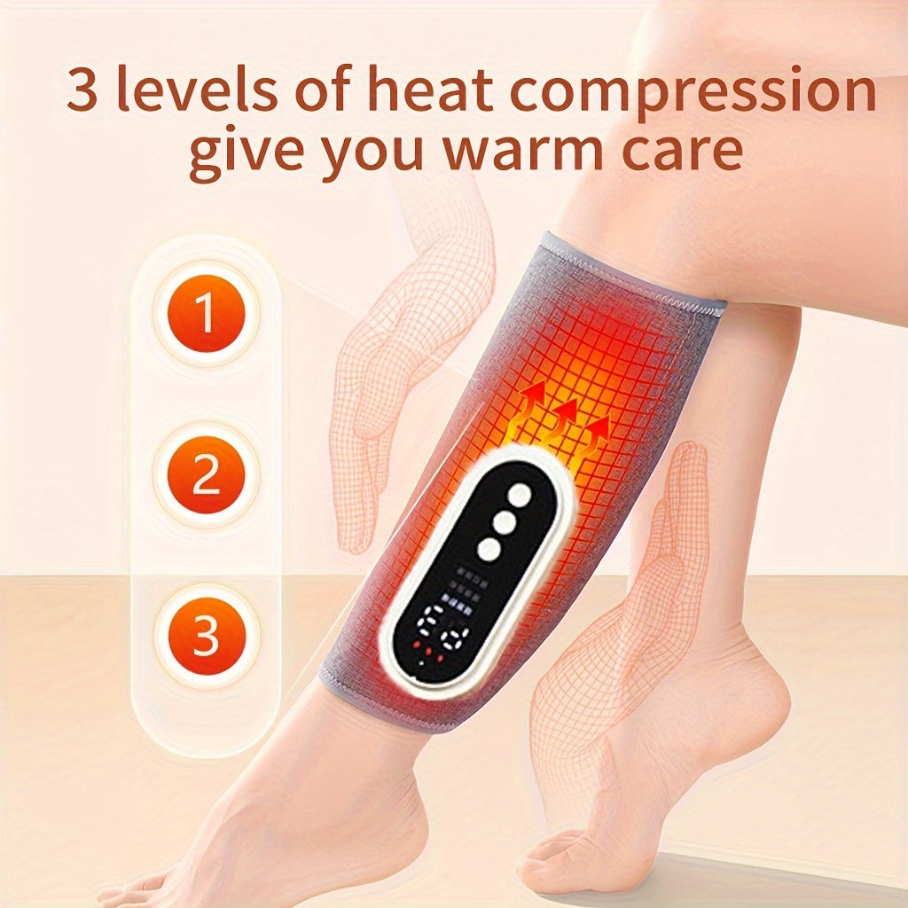 Calf air compression massager with heat, designed for muscle relaxation and circulation, 3 modes, ideal gift for women, men, and family.