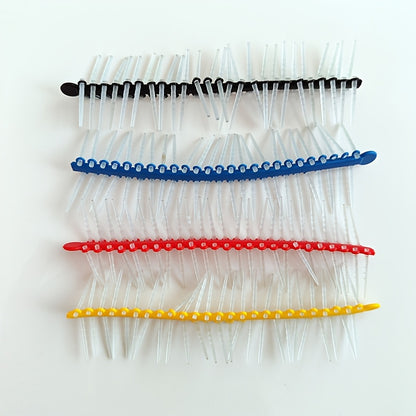 50pcs Quartz Fiberglass Rods with Smooth Matte Finish, Transparent with Blue & Yellow Threaded Ends for Industrial Use.