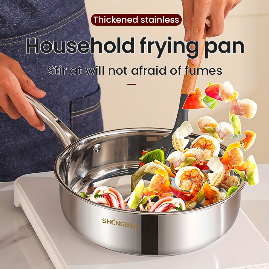 Get cooking with the 12-piece Stainless Steel Cookware Set! This set includes 4 pots, 1 frying pan, 1 saucepan, and 6 lids. With universal compatibility and even heat distribution, this set is perfect for a variety of uses. The large capacity makes it