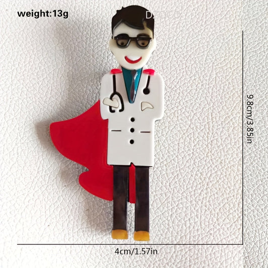 Trendy Handmade Acrylic Brooches, vintage and adorable designs inspired by Medical Professionals, Doctor & Nurse characters. Unique cartoon lapel pins, edgy punk accessory for scarves and jackets. Made from colorful Acetic Acid & Acrylic material - Asian