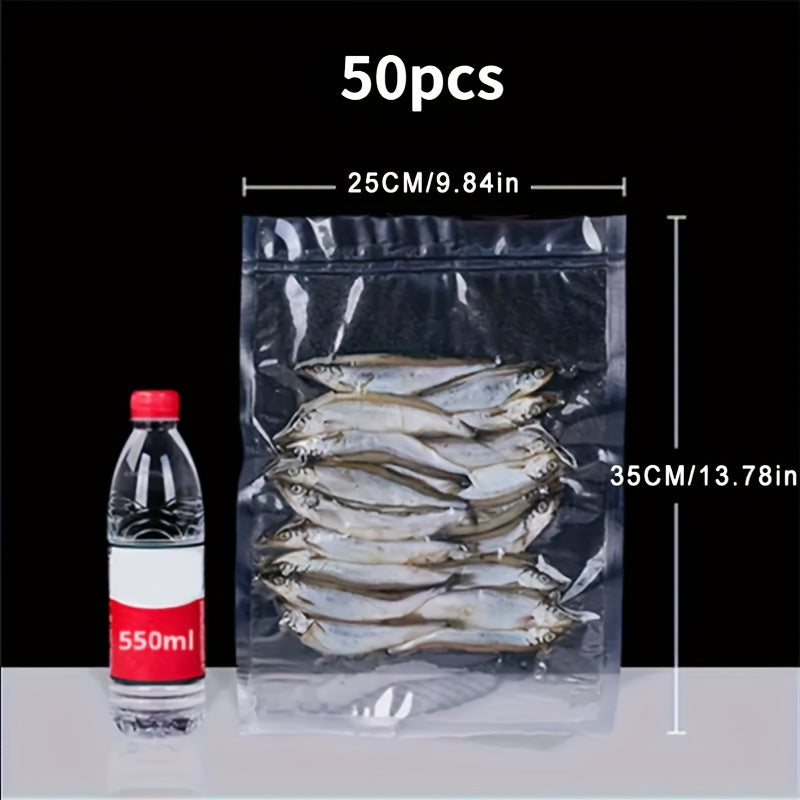 Embossed Vacuum Sealed Food Storage Bag with Transparent Design, Made from Space-Saving Plastic Material, Requires No Electricity, Compatible with Vacuum Preservation Machine for Food Packaging.