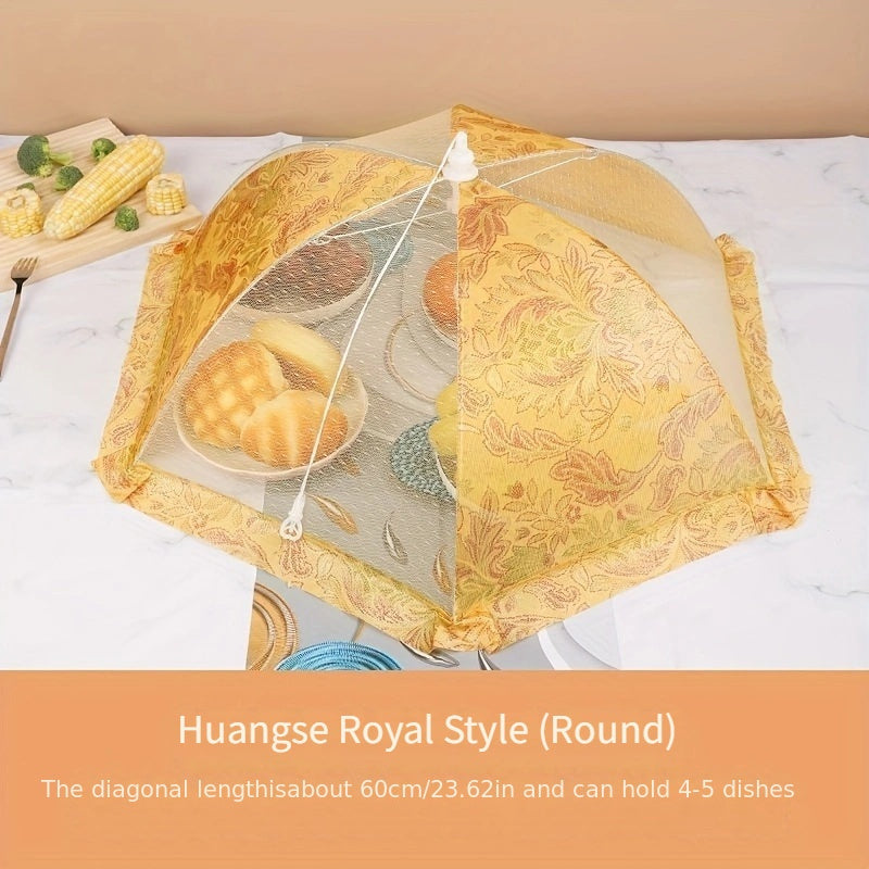 Royal style foldable dish cover for fly-proofing and protecting food outdoors. Ideal for home kitchens, outdoor parties, picnics, barbecues, and kitchen supplies.