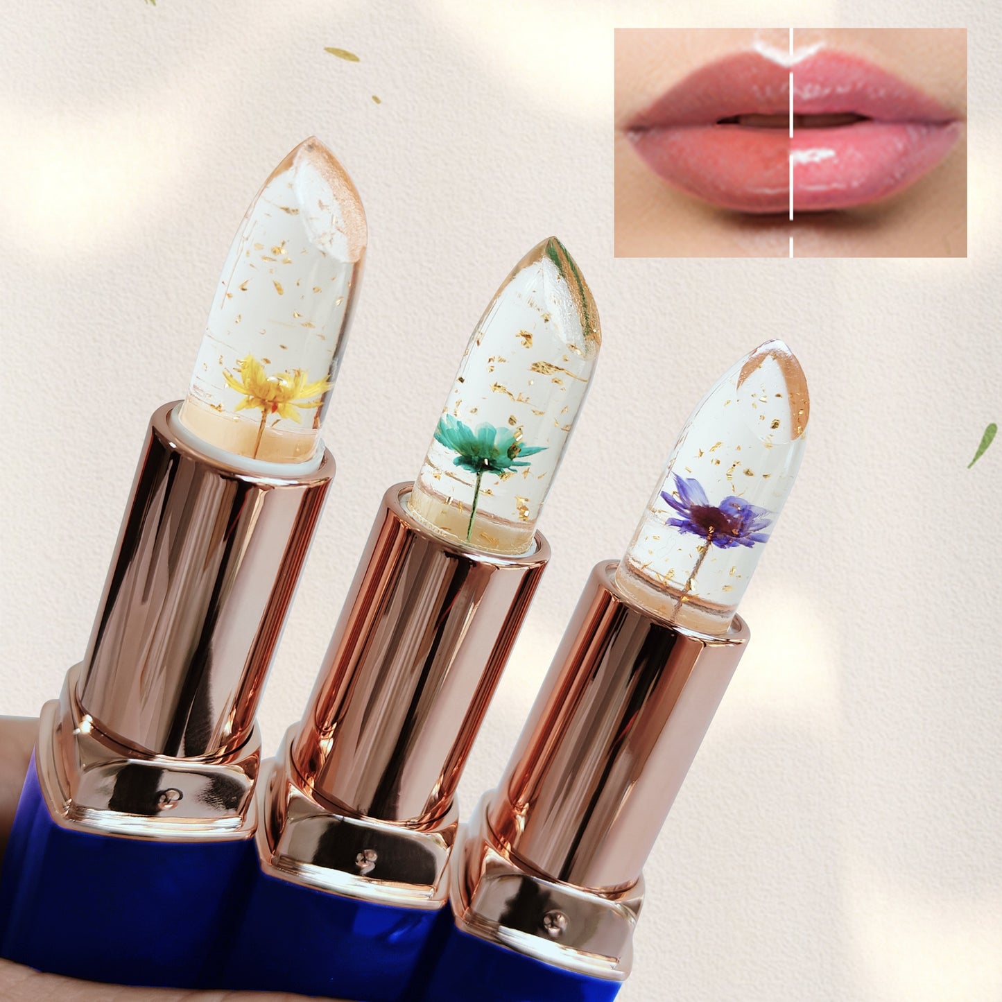 Mirsist Hydrating Flower Jelly Lipstick: Water-resistant, matte effect for all skin types. Nourishing day and night repair in pink tone, lightweight ≤300g.