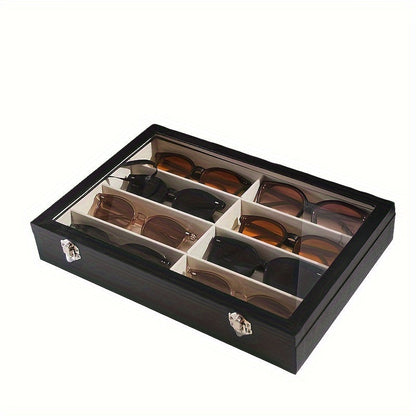 [Top Pick] Elegant High-end Glasses Case for Fashionable Individuals, Premium Storage and Display Box for Glasses, Features 8 Compartments, Glasses Sold Separately