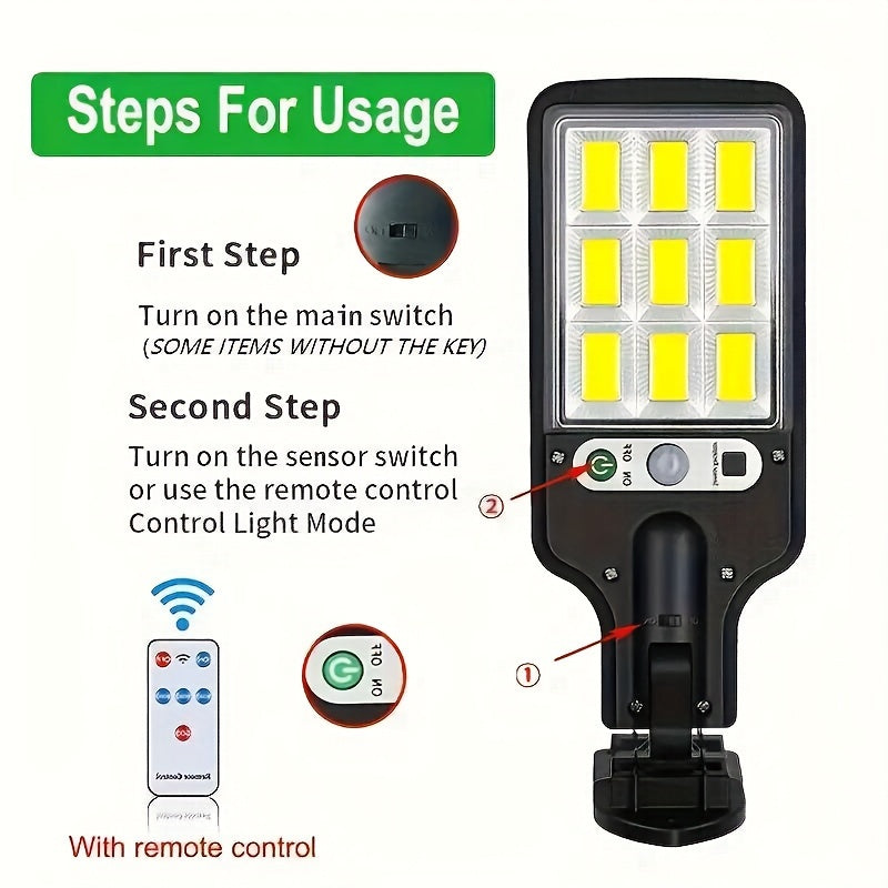 Outdoor solar wall lights, available in sets of 2, 4, or 6. Features 3 lighting modes and motion sensor. Ideal for garden walls, terrace paths, yards, fences, and pathways.