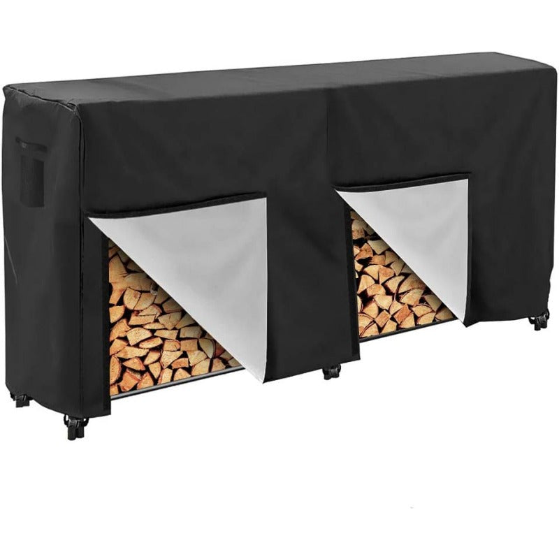 Protect your firewood with the 1pc DuraGuard Waterproof Firewood Cover featuring a lid and tote bag. Made of UV, snow, and wind resistant polyvinyl chloride, this outdoor firewood protector is perfect for fireplaces, fire pits, and wood pile storage