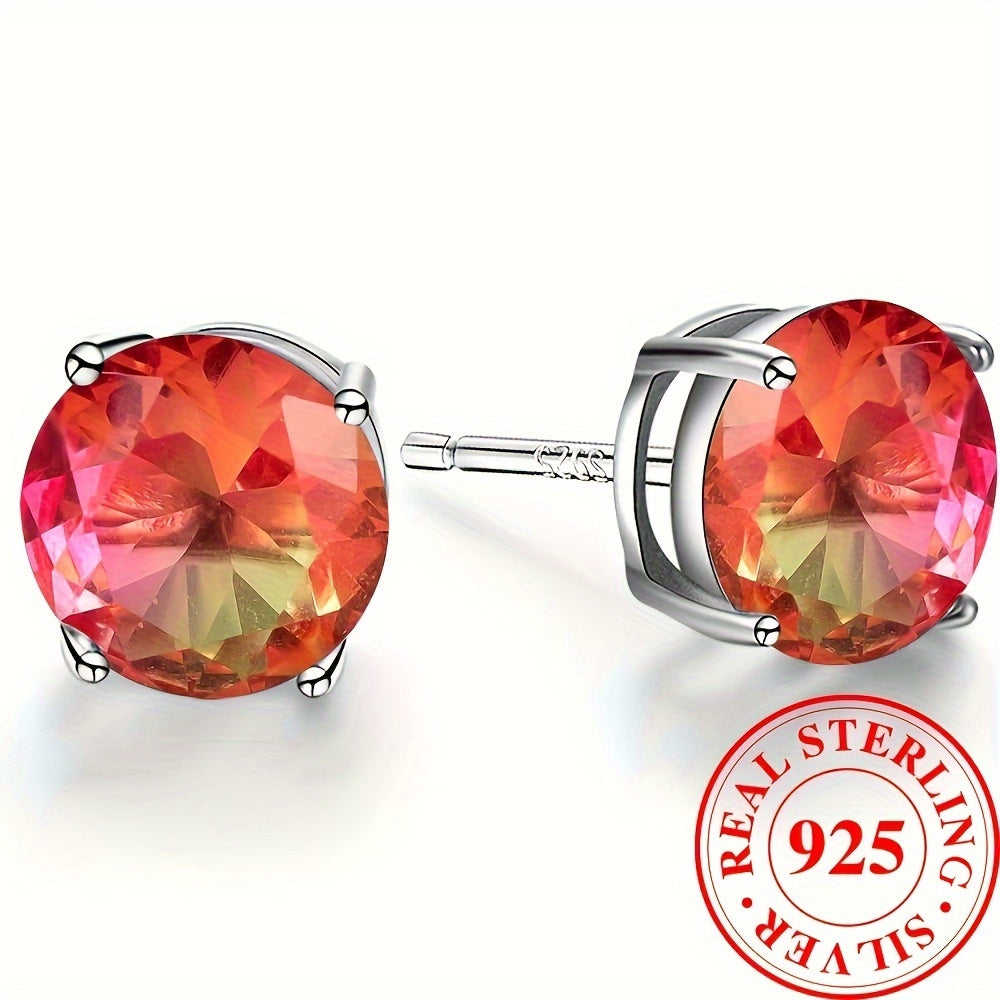 Women and teenagers are sure to love these stunning sterling silver tourmaline earrings. Made with 925 sterling silver, these earrings feature a beautiful multi-color design that is both fashionable and hypoallergenic. Each earring showcases a 6.78mm