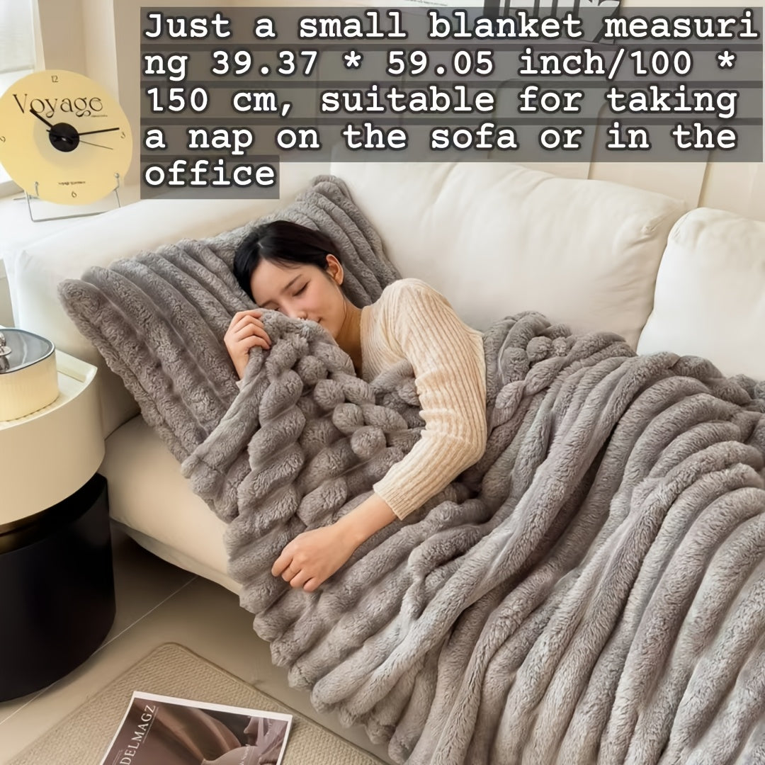 Luxurious Faux Rabbit Fur Throw Blanket - Cozy and Soft for Couch, Bed, Office, and Travel - Perfect All-Season Gift for Christmas!