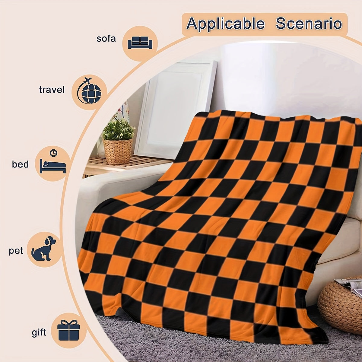 High-quality Mid-Century Modern Plaid Throw Blanket in Soft Flannel with High-Definition Digital Print. Suitable for use in any season or weather, this makes a perfect gift for family and friends for Christmas, birthdays, or New Year. Ideal for adding a