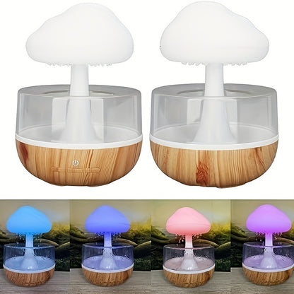 Colorful Mushroom Night Light with Rain Humidifier, Aromatherapy Benefits - Battery Operated Atmosphere Lamp