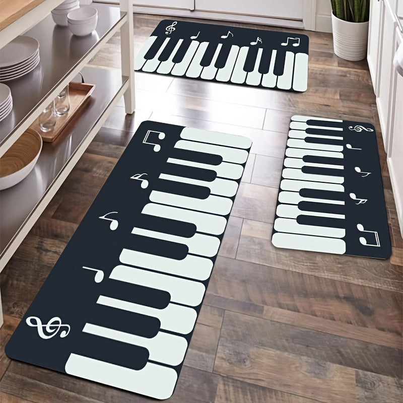 Floor mats rugs featuring a simple piano music pattern, suitable for living rooms, bedrooms, kitchens, and bathrooms. Can be used as living room bedroom kitchen floor mats, bathroom mats, outdoor rugs, or decorative bath mats. Non-slip, suitable for the