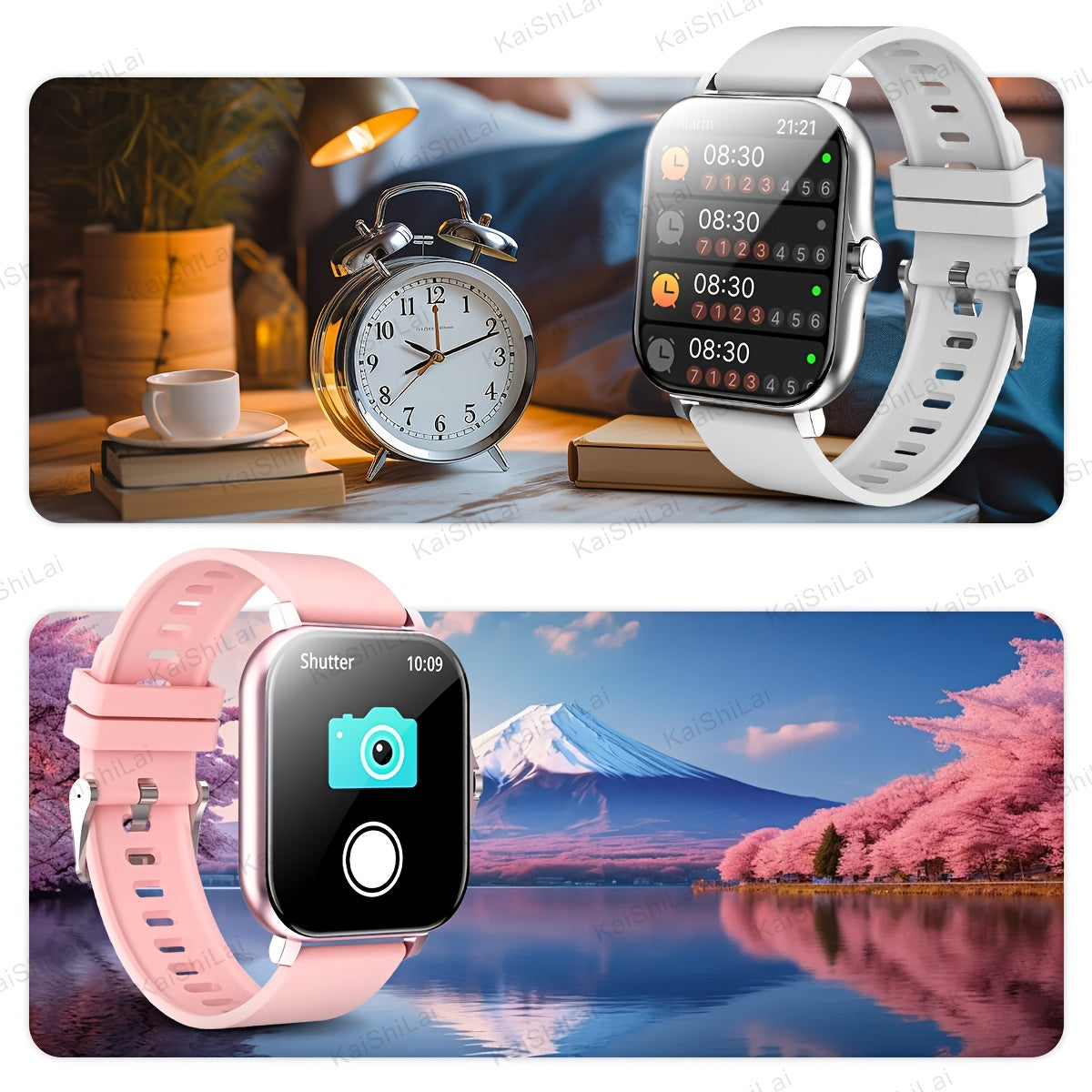 2024 Trendy Smartwatch with 4.65cm touch screen, sports tracker, call function, step counter, USB rechargeable battery, compatible with iPhone and Android.