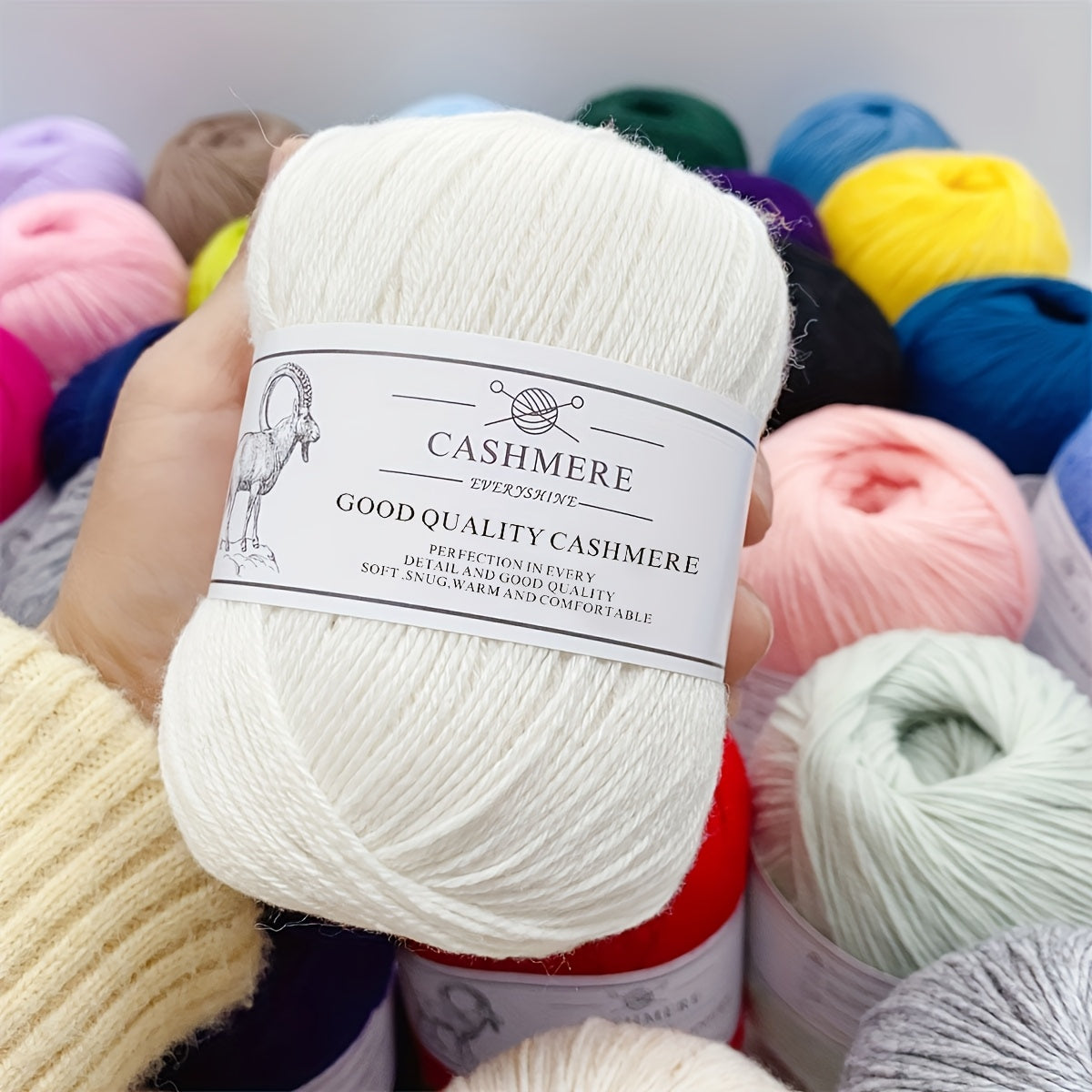 6-Pack Luxurious Cashmere Yarn for Knitting and Crocheting - Soft, Warm, Durable 80% Cashmere 20% Acrylic Blend - Perfect for Sweaters, Pants, Gloves, Hats, and DIY Crafts - 1.76oz Each