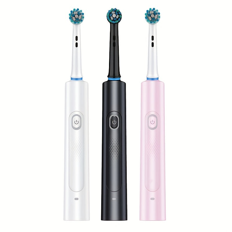 Couples' smart electric toothbrush with USB rechargeable 3D round head and soft bristles for deep cleaning and whitening.