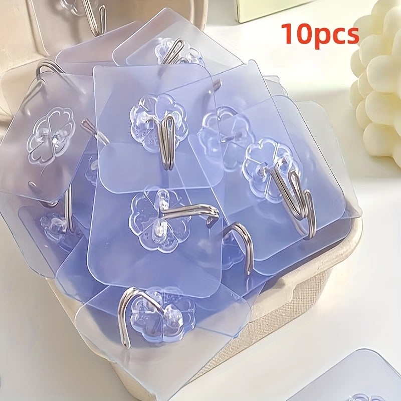 10pcs Fashion Acrylic Kitchen Utensil Hooks with No Drill Adhesive for Easy Wall Mount Storage and Organization