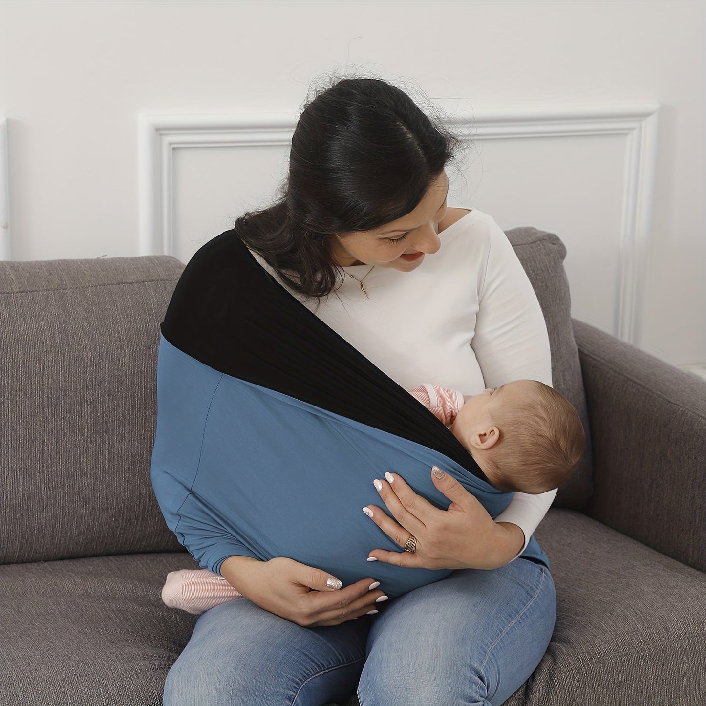 Get cozy with your child using the convenient Hands-free Steel Blue Baby Carrier Sling - the perfect gift for Christmas, Halloween, or Thanksgiving Day.