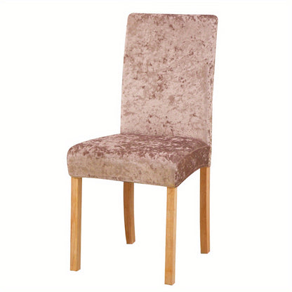 Velvet dining chair slipcovers add elegance while protecting furniture.