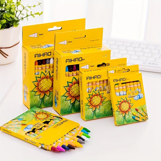 AIHAO 8/12/24 Colors Crayons Set for ages 14+, with Bold Point, Lightweight Oval Body Shape, Ambidextrous, Ideal for Drawing & Doodling.