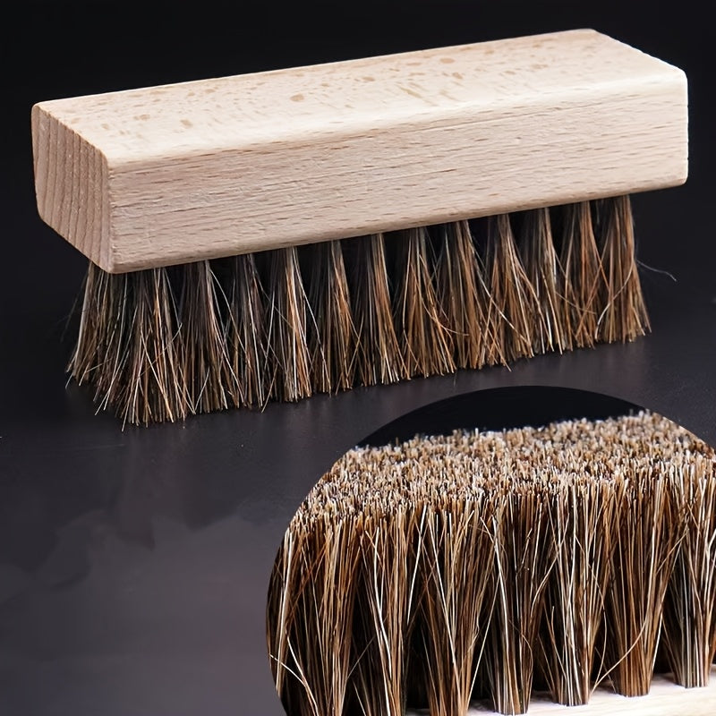 Set of Wooden Cleaning Brushes with Medium Firmness Pig Hair Bristles - Includes Laundry Scrubber and Mini Shoe Brush for Home Use, Eco-Friendly and Electricity-Free, Perfect for Patio Cleaning