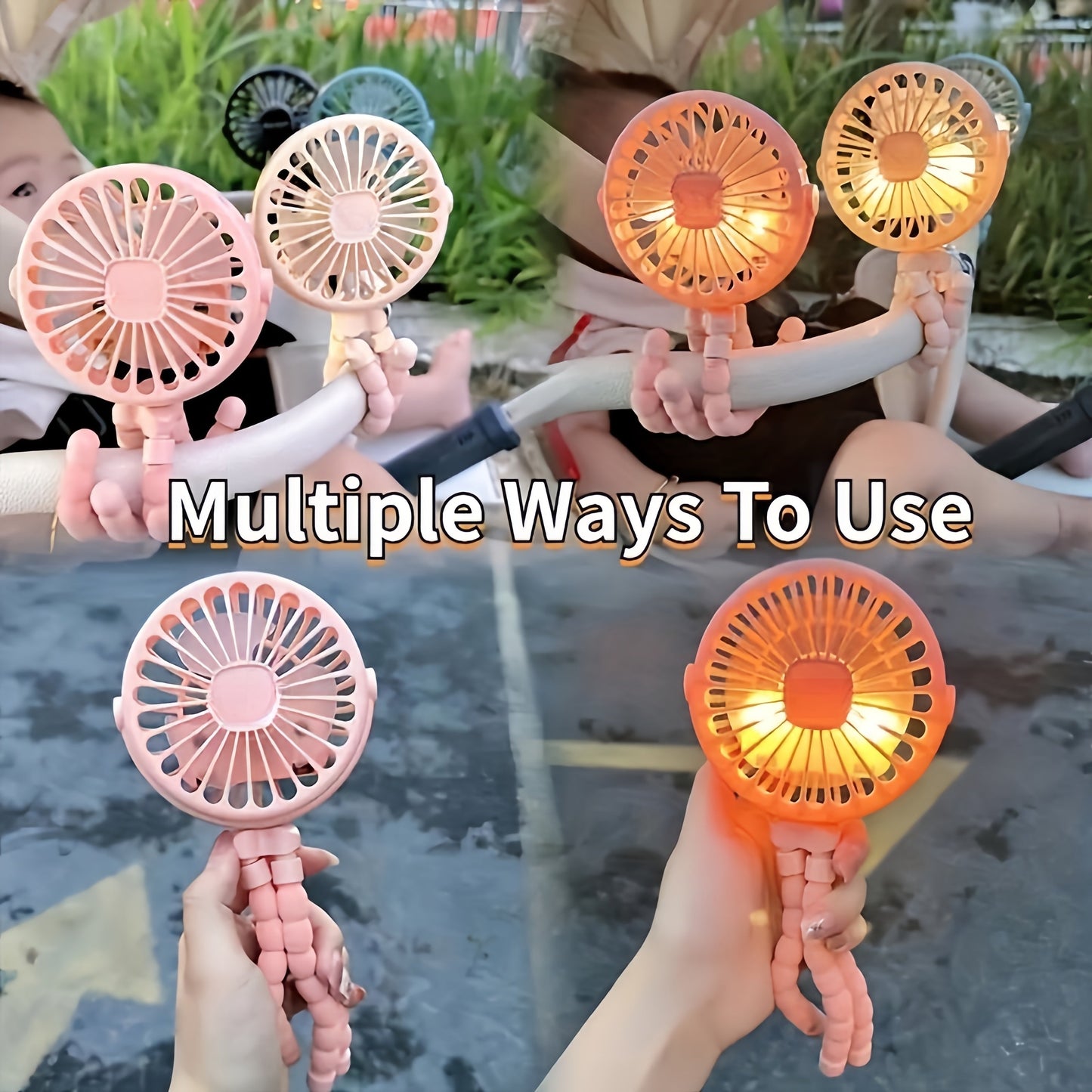 Get your hands on this versatile stroller fan that is bladeless, rechargeable, and handheld. With a compact folding design, this fan is perfect for outdoor use and can also be used as a silent table or desk fan. Its small size makes it convenient to