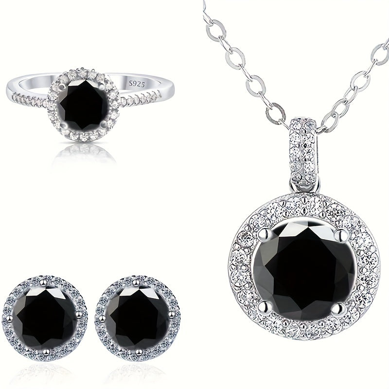 The Gems Lady multi-piece set includes a 4-piece set featuring a 1 carat moissanite four-prong pendant and earrings, as well as an exquisite S925 pure silvery ring. This set is perfect for elegant daily wear and makes a thoughtful gift for family