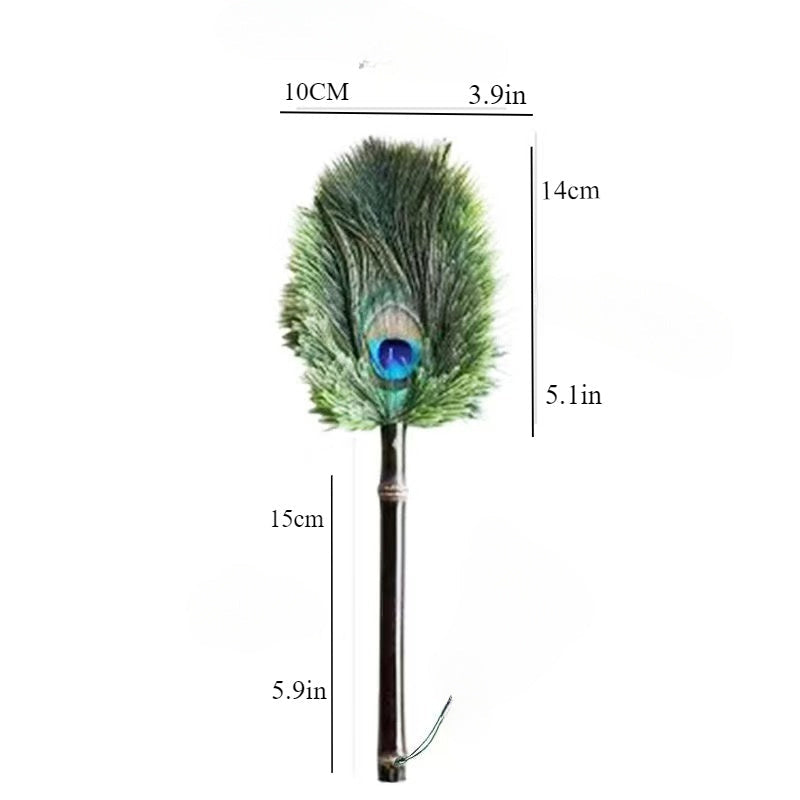 Высококачественная винтажная household feather duster с антистатическими свойствами, идеально подходящая для подметания и уборки с зашифрованным дизайном, с перьями страуса и павлина.