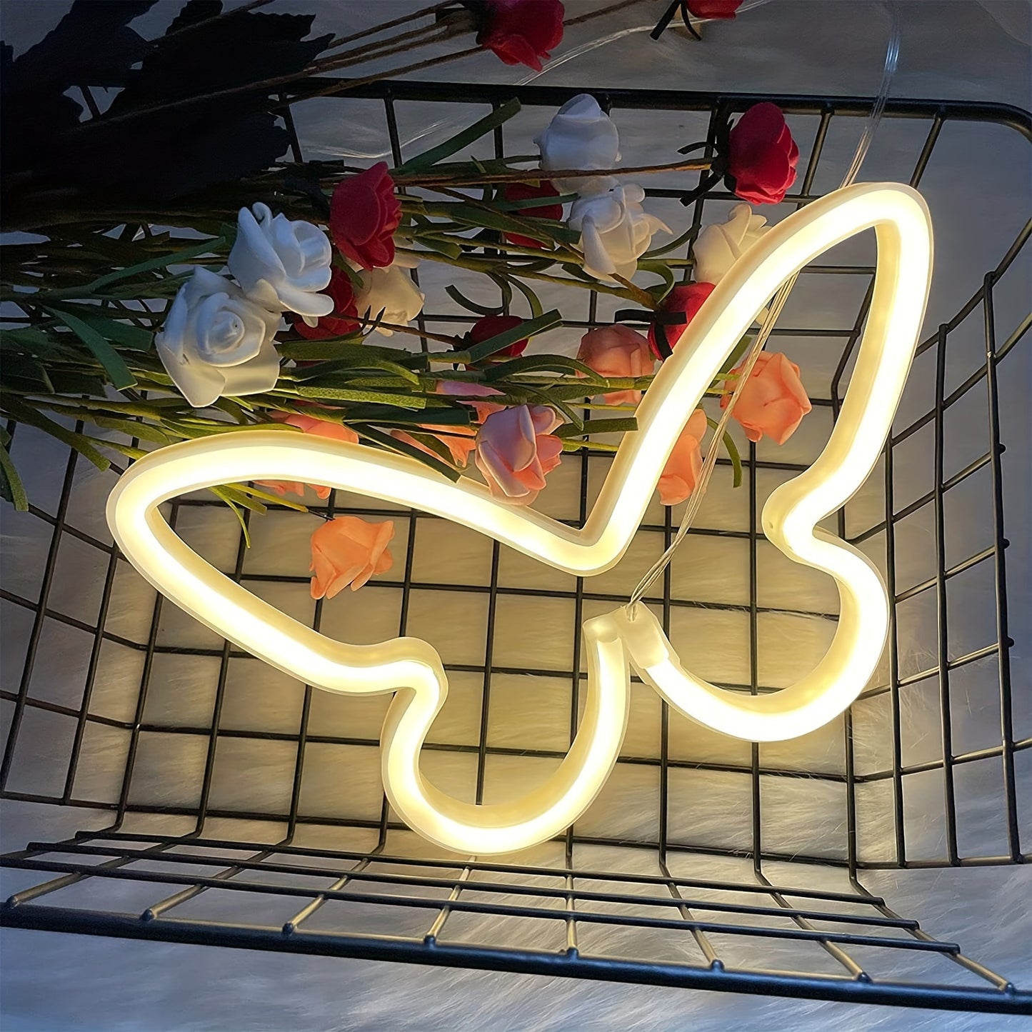 LED butterfly neon sign light for bedroom girls room decoration, USB/battery operated for parties and special occasions.