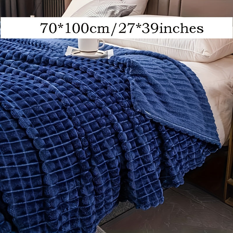 Checkered Faux Rabbit Fur Blanket - Warm and Cozy Throw for Couch, Bed, or Sofa - Soft and Soothing Blanket