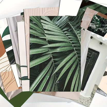 50-pack of wheat straw prints measuring 10.16cm x 15.24cm, green plant collage kit for teen girls' rooms, nature-themed home decor.