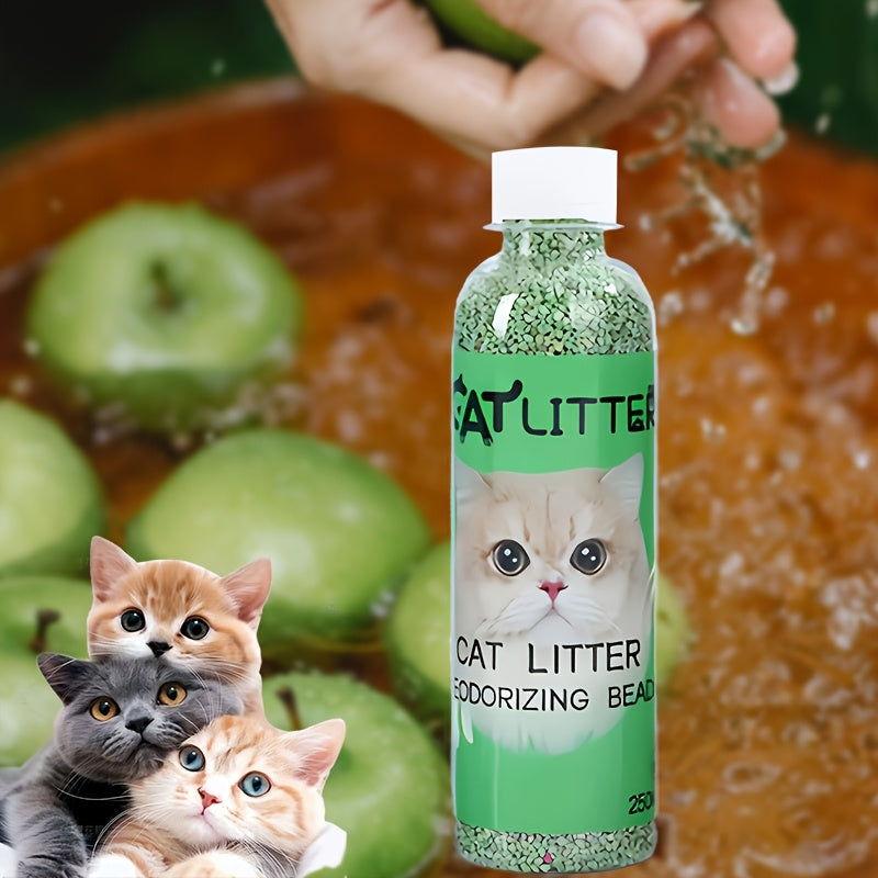 Natural plant-based cat litter deodorizer beads neutralize odors, create a fresh scent, and are pet-friendly and non-toxic.