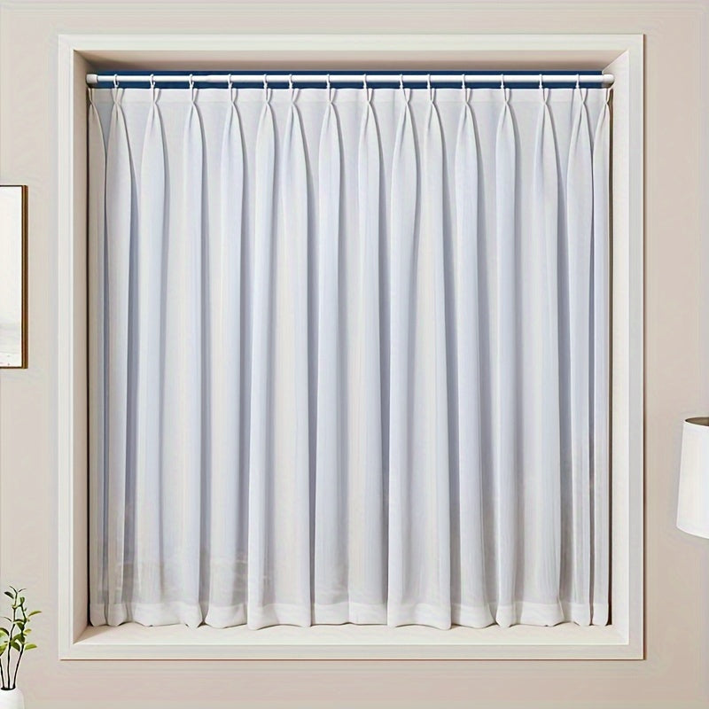 White adjustable curtain rod for door, window, bathroom, and home décor with spring telescopic feature.