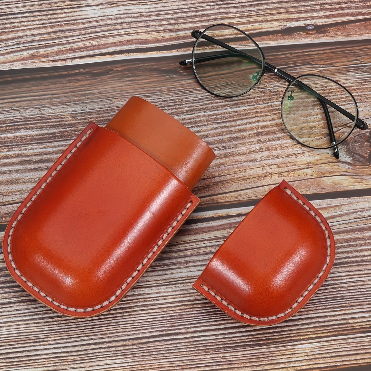 High-quality, stylish faux leather glasses case with retro-inspired design for ultimate protection and storage for your glasses.