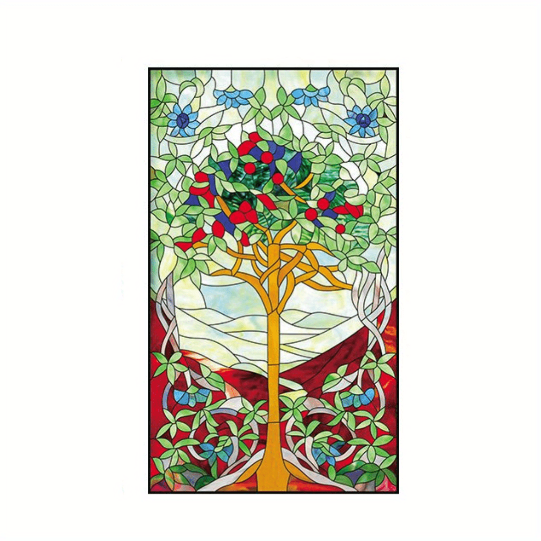 European retro stained glass window stickers for privacy and decoration in various rooms.