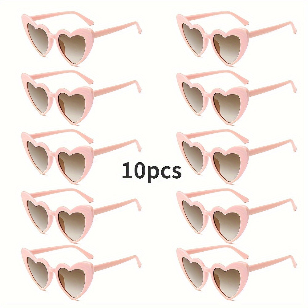 Set of 10 Heart-Shaped Fashion Glasses for Men and Women, Stylish and Decorative Eyewear for Weddings, Parties, Dances, and Valentine's Day Celebration