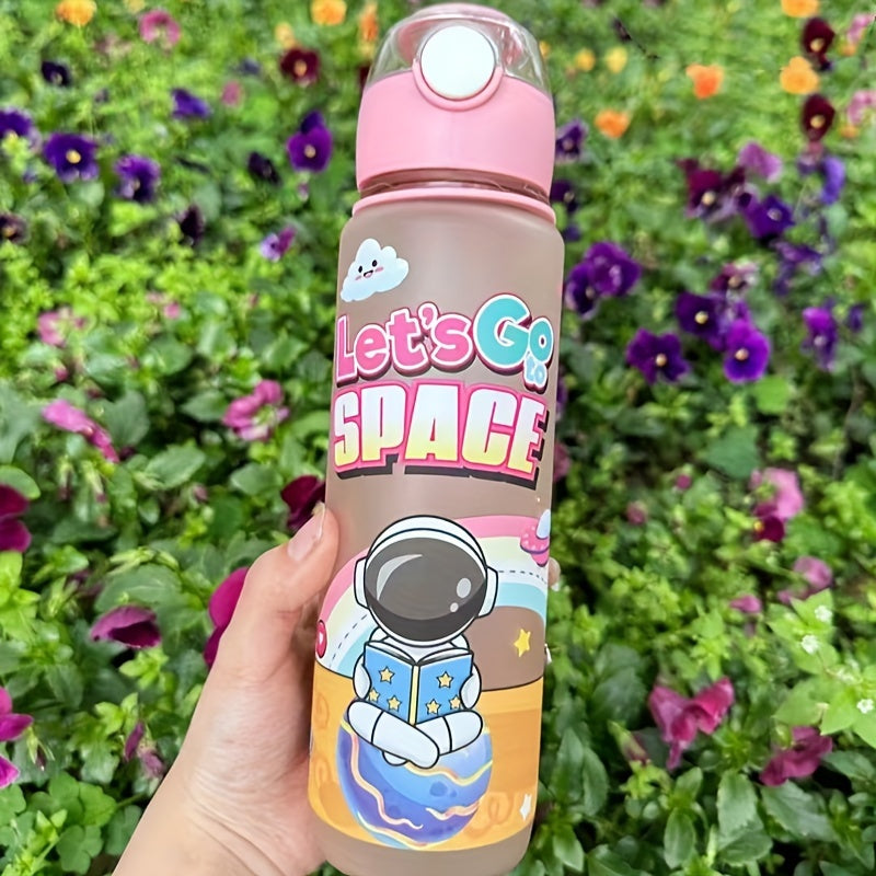 Leak-proof and space-themed 700ml water bottle made from BPA-free, high-temperature resistant PC material, ideal for outdoor activities. A perfect holiday gift.