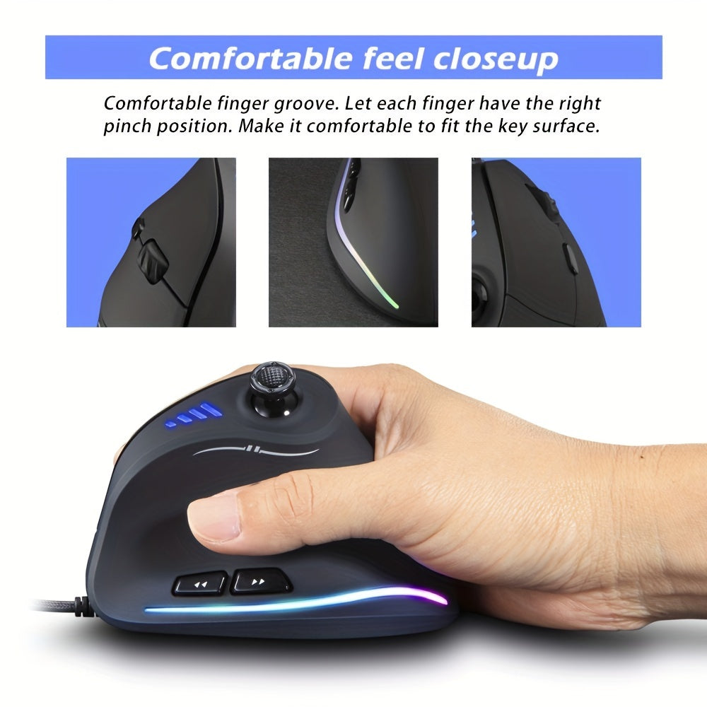 JOMAA Wired Gaming Mouse with Hexagonal Shape, Adjustable Wall Mount, ABS Material, 11-Key Programming, for PC.