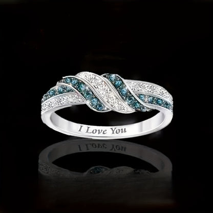 1 elegant twisted design S925 Women's ring, with cubic Zirconia, suitable for weddings, engagements, anniversaries, and parties.