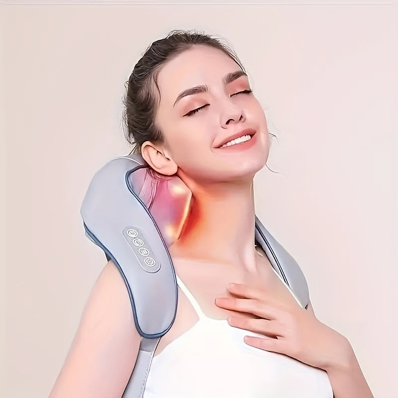 Wireless electric massager with heat pack and USB rechargeable lithium battery for muscle relaxation, suitable for neck, shoulder, thigh, waist, and shank - Unisex gift for Valentine's &