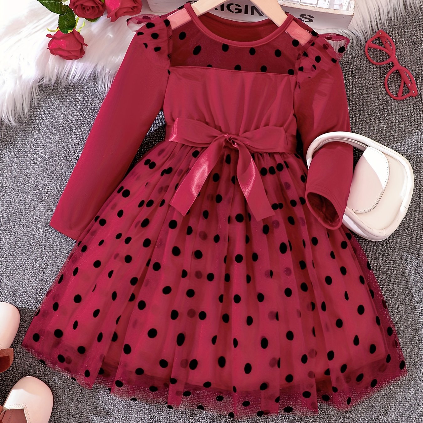 Polka Dot Tutu Princess Dress for Toddler Girls, Perfect for Parties and Vacations.