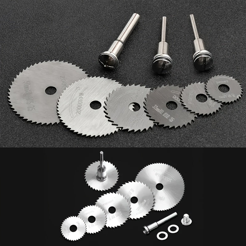 7/8pcs/Set High Speed Steel Cutting Blade for Woodworking, Rotary Electric Disk Tools, cutting Wood, Plastic, Copper, Aluminum, Soft Metal. Washable and requires no assembly.