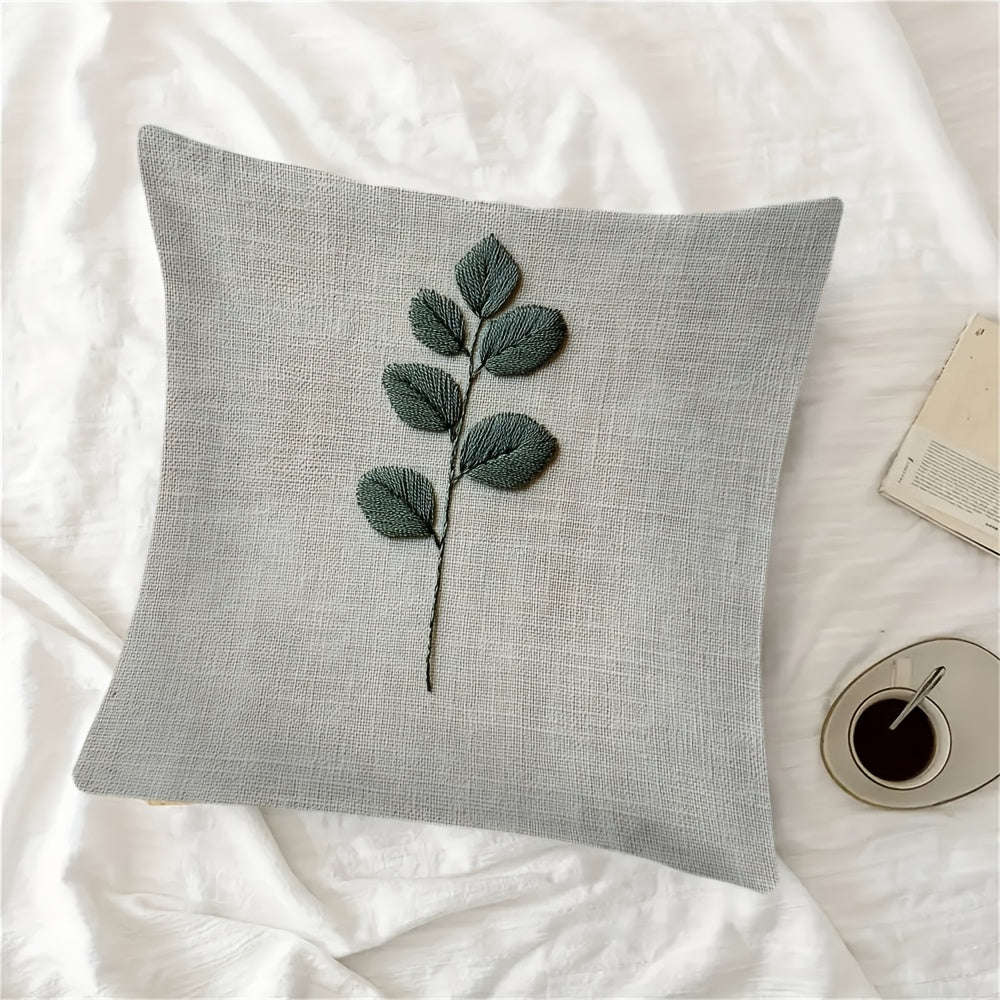 Get the Retro Leaves Embroidered Pillow Cover made with soft short plush polyester material for a luxurious feel. This square zippered cushion case features a double-sided design, making it perfect for home, office, and outdoor decor. Plus, it's easy to